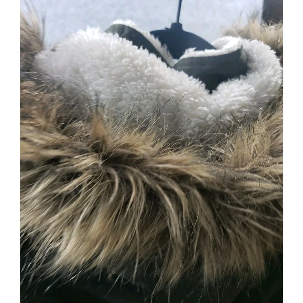 Rothschild Girls Size 14 Olive Green Hooded Parka Coat Faux Fur Trim Jacket